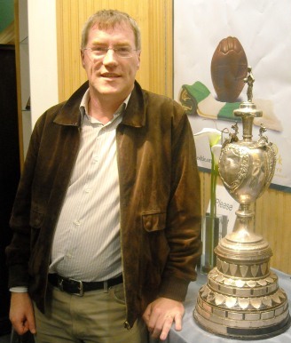 Jim Short with the Irish League Trophy